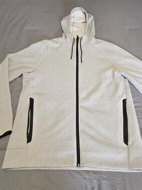 ​Old Navy Active Dynamic Fleece Zip Hoodie Off White Light Heather Grey  Large